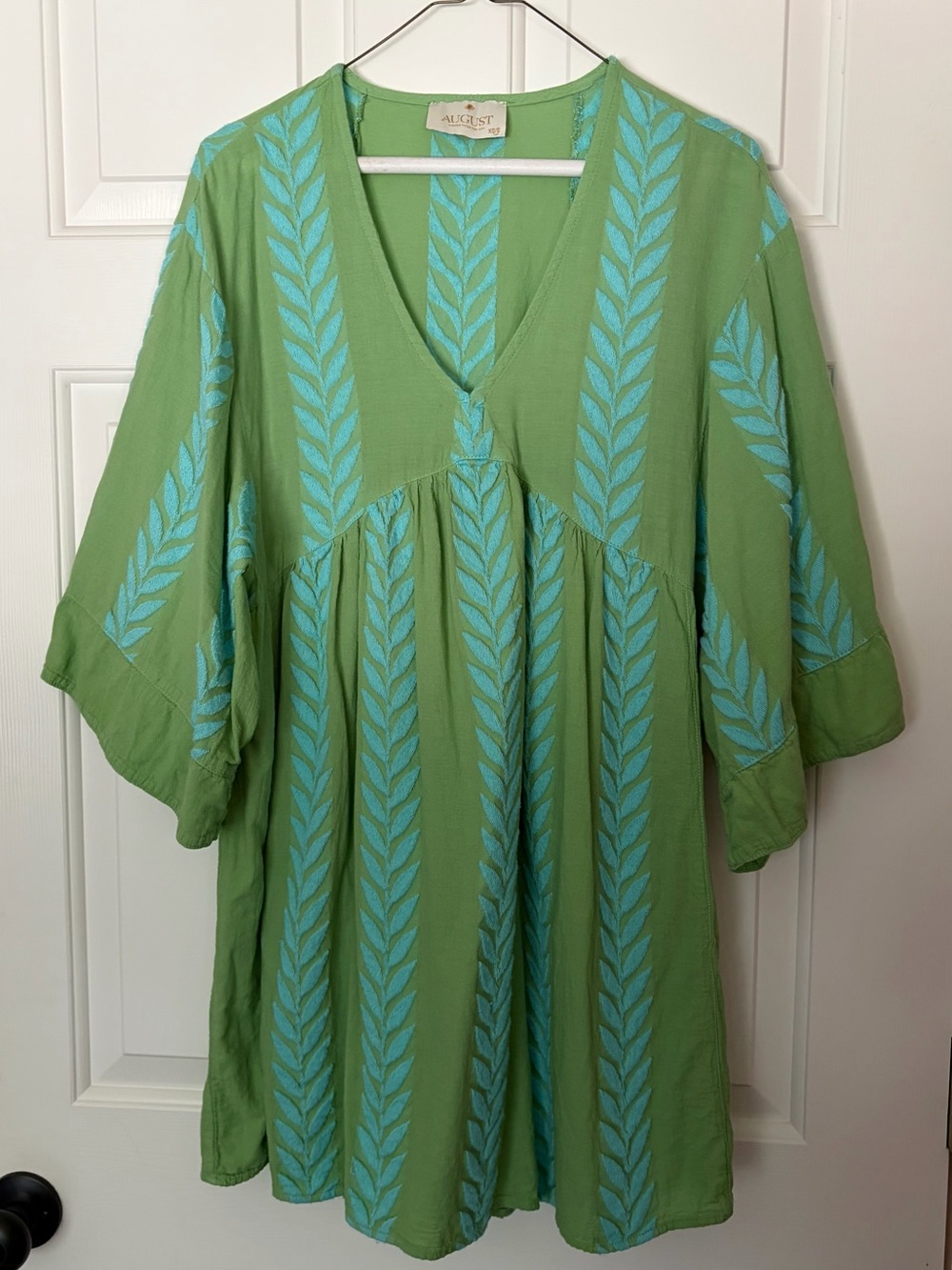 August Resort Wear Zakar Green Laurel Leaf Shirt/Tunic/Mini Dress, size XS/S